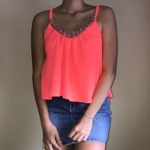 Neon Rhinestoned Tank Top